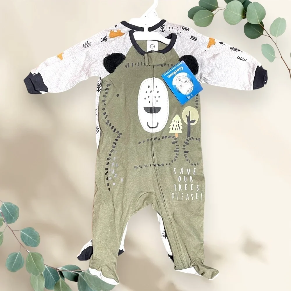 Gerber Footed Onesies 2-pack